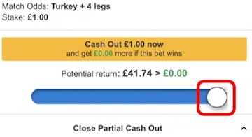 Betfair partial cash out slider