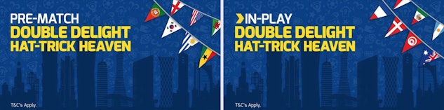 Betfred double delight and hat trick heaven world cup offer banners