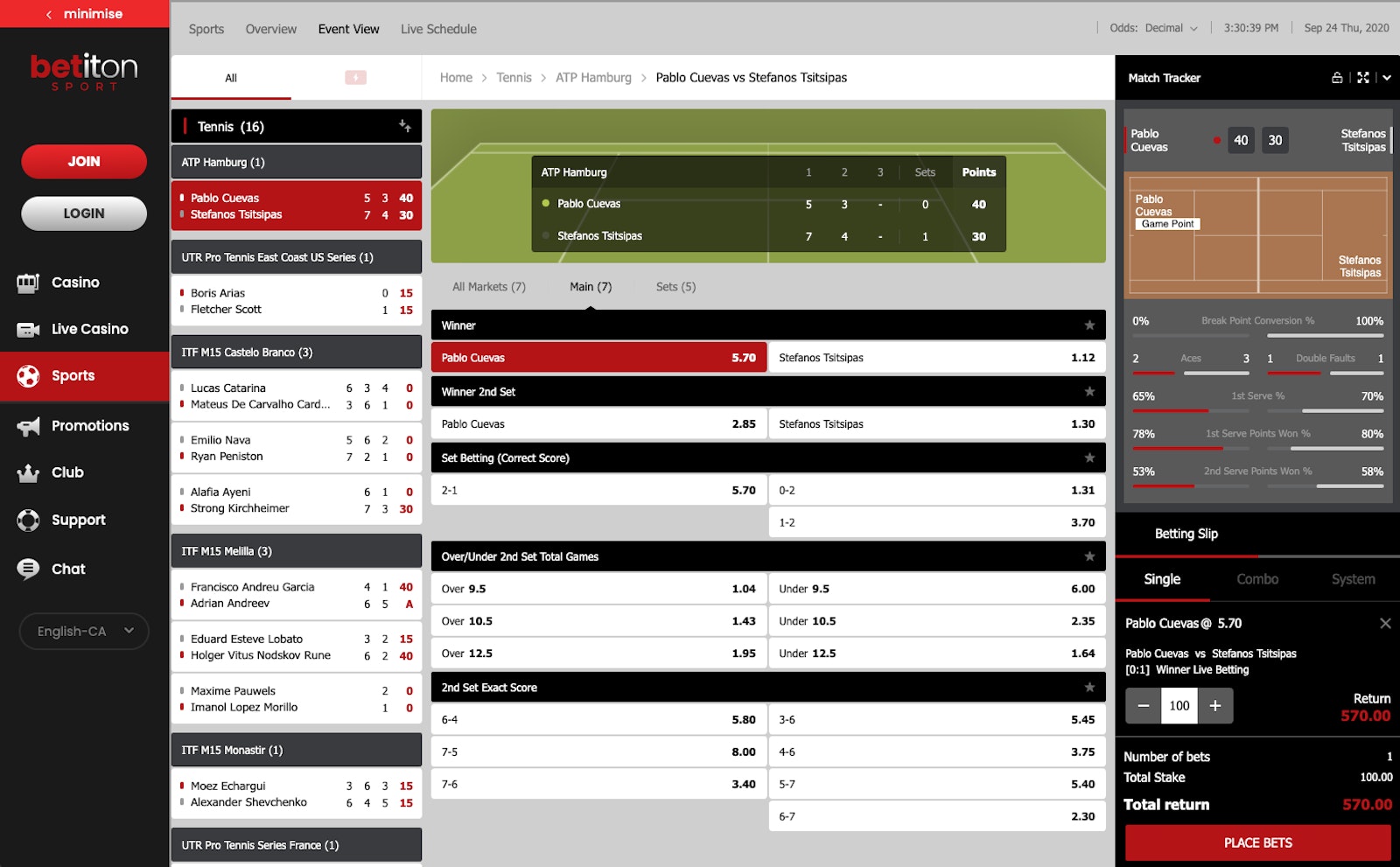Betiton live betting Canada