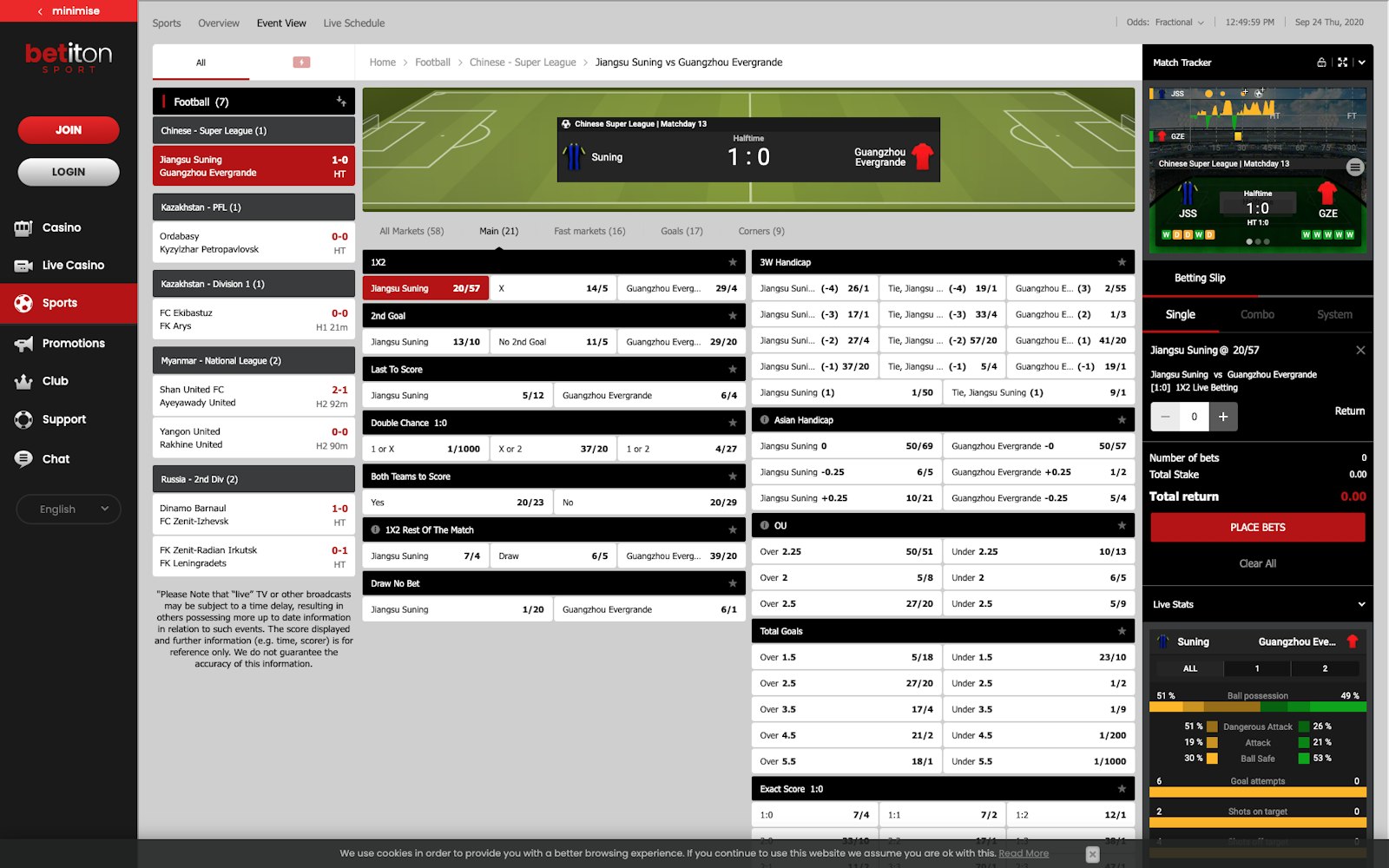 Betiton live betting