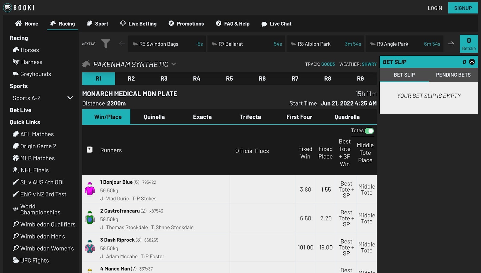 Booki Racing Betting