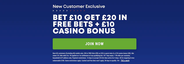 Boylesports sign up offer bet 10 get 20 plus 10 casino bonus banner
