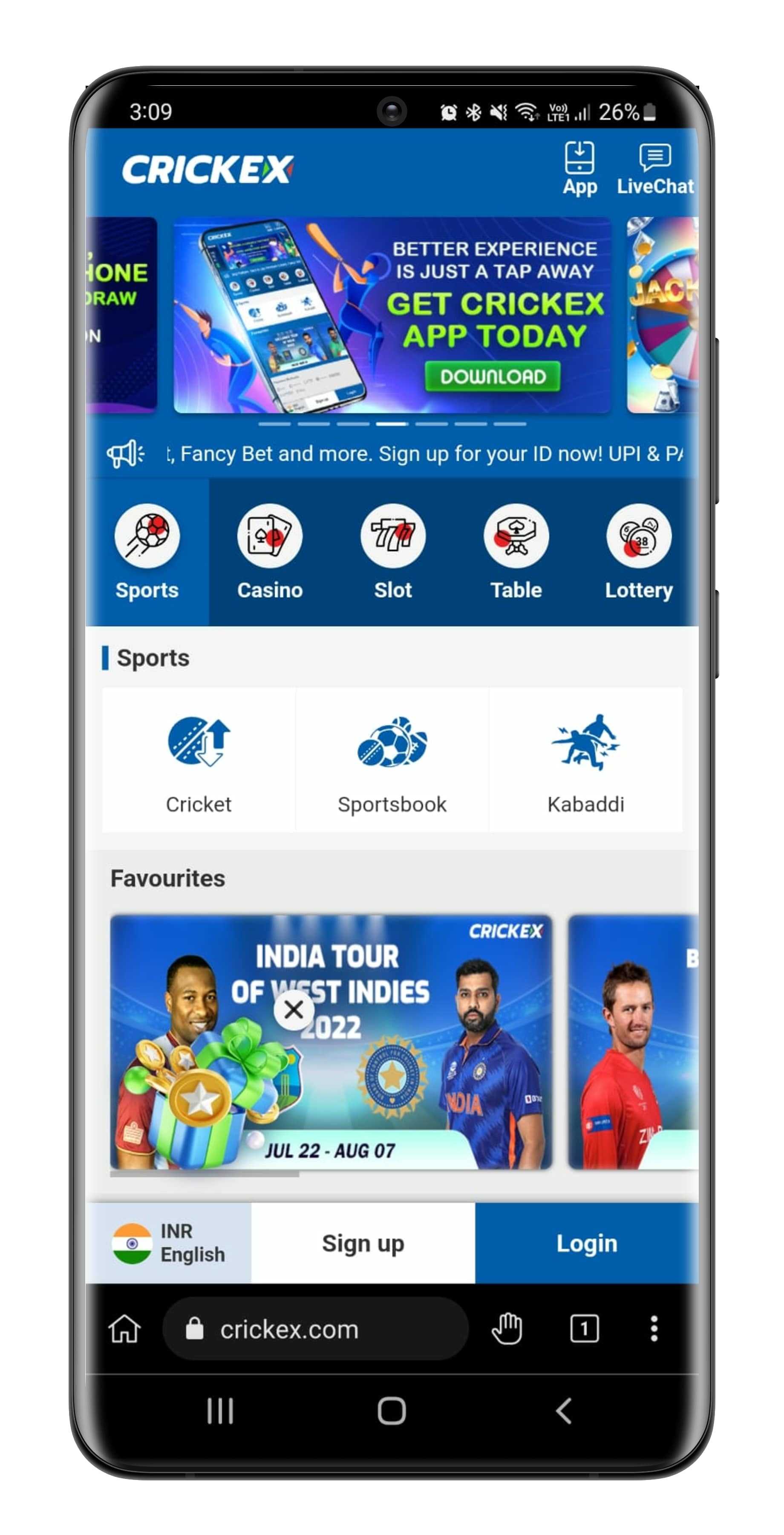 Crickex Homepage