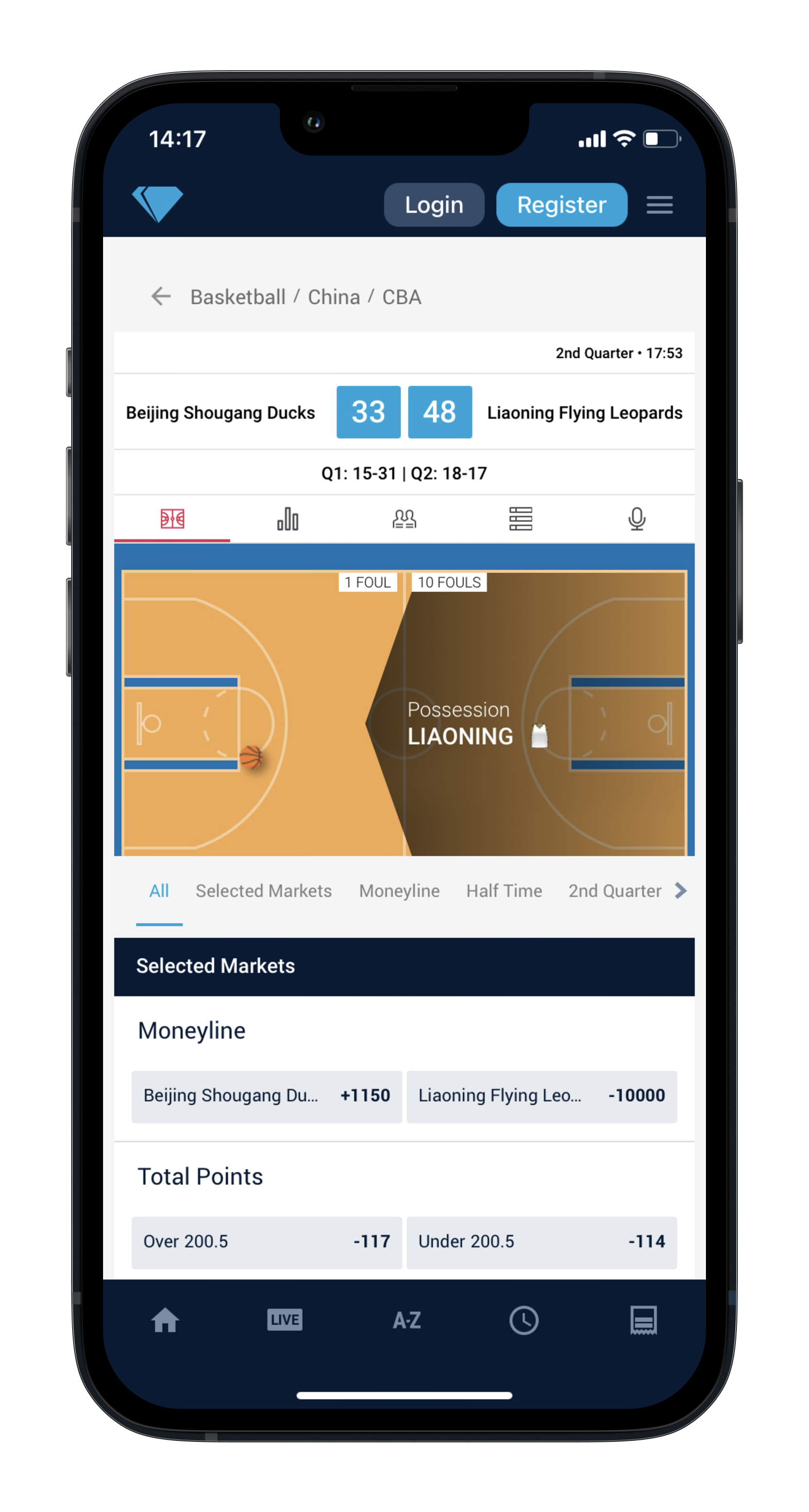 FOX Bet Live Betting