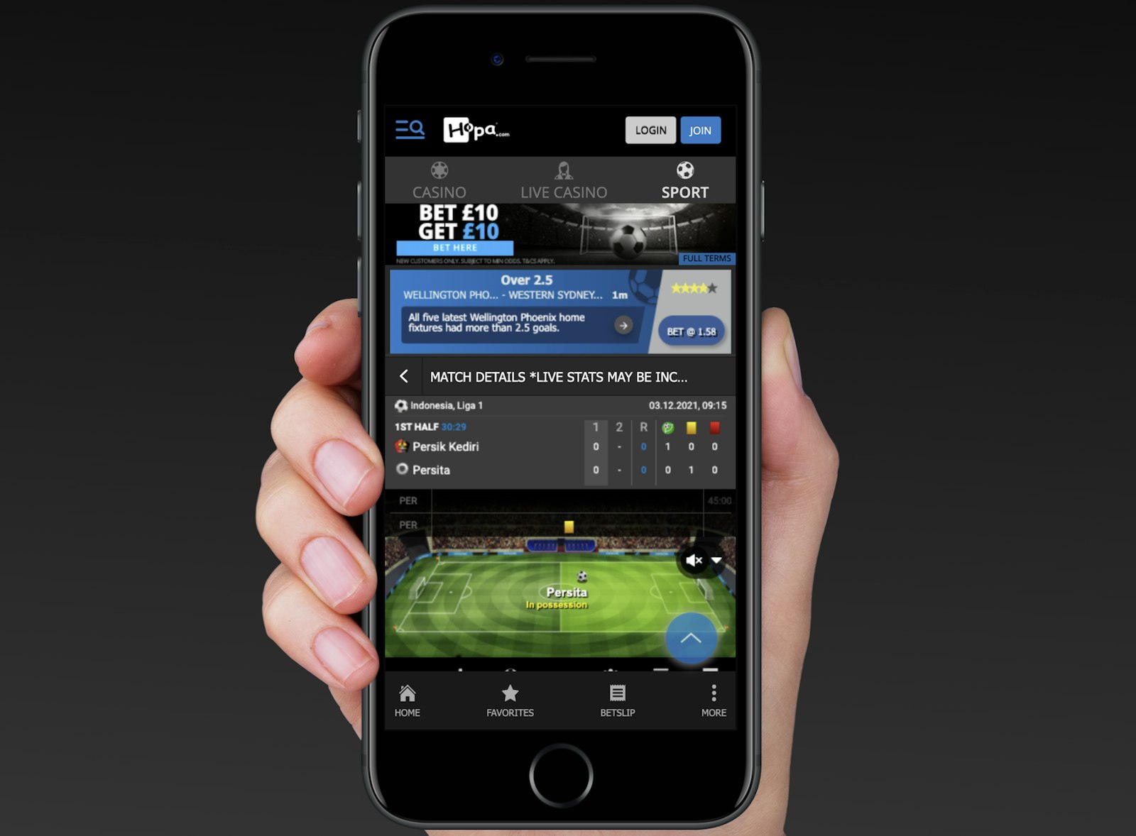 Hopa In Play Betting Mobile