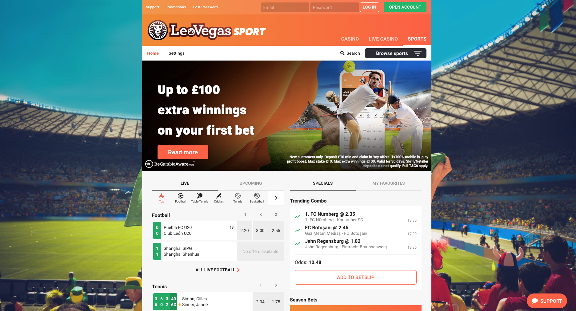 Leo Vegas home page