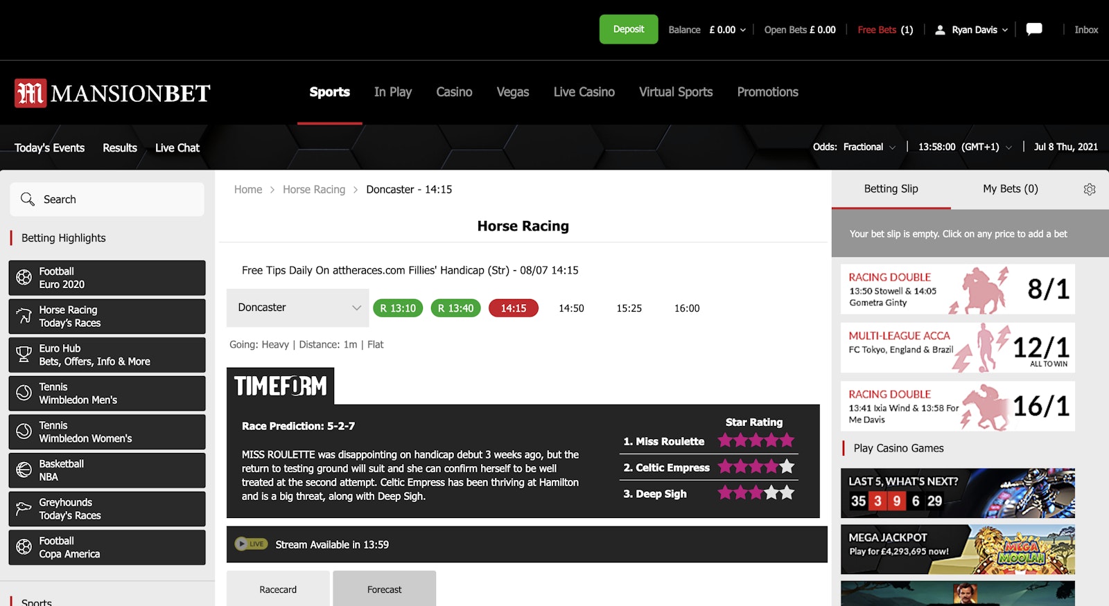 Mansion Bet Horse Racing