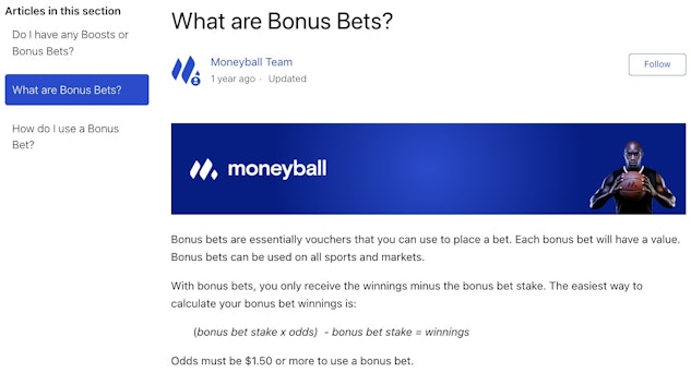Moneyball What are Bonus Bets Question and Answer