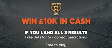 Screenshot of 888sport Up for 8 free to play prediction game promotion banner