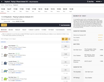Screenshot of Ladbrokes horse racing racecard