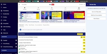 Screenshot of Sky Bet homepage