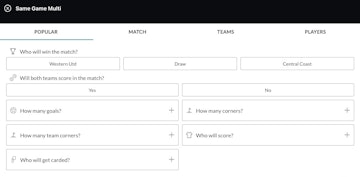 User creating a same game multi bet on Real Bookie Australia