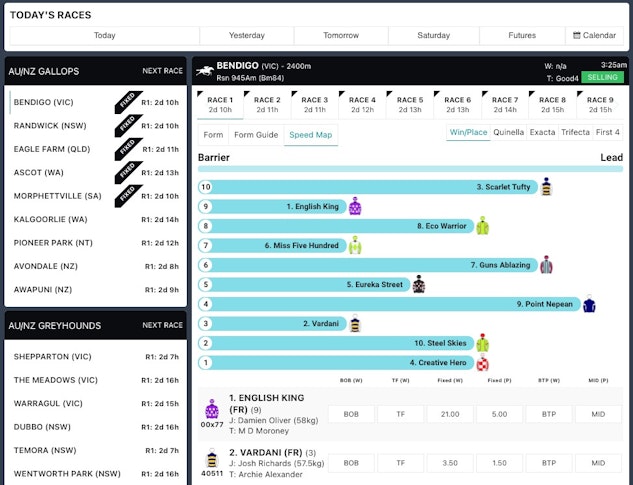 User placing a horse racing bet on the Real Bookie website