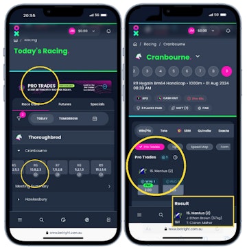 Bet right example of pro trades on iphone