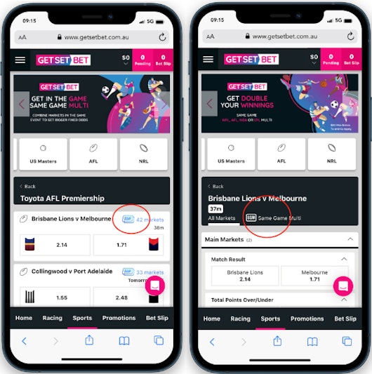 Get set bet placing same game multi step 2 screenshot