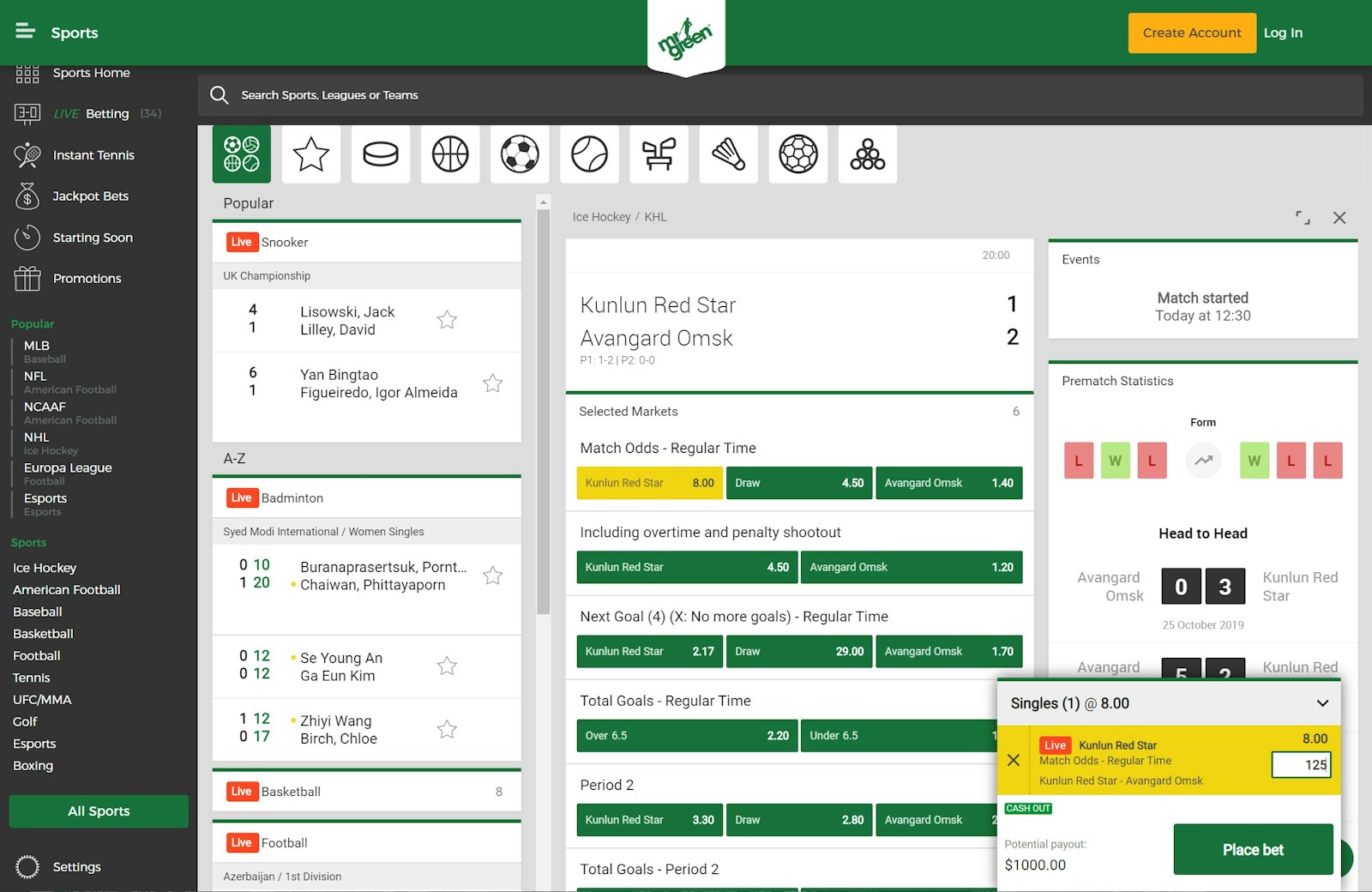 Mrgreen live betting ca