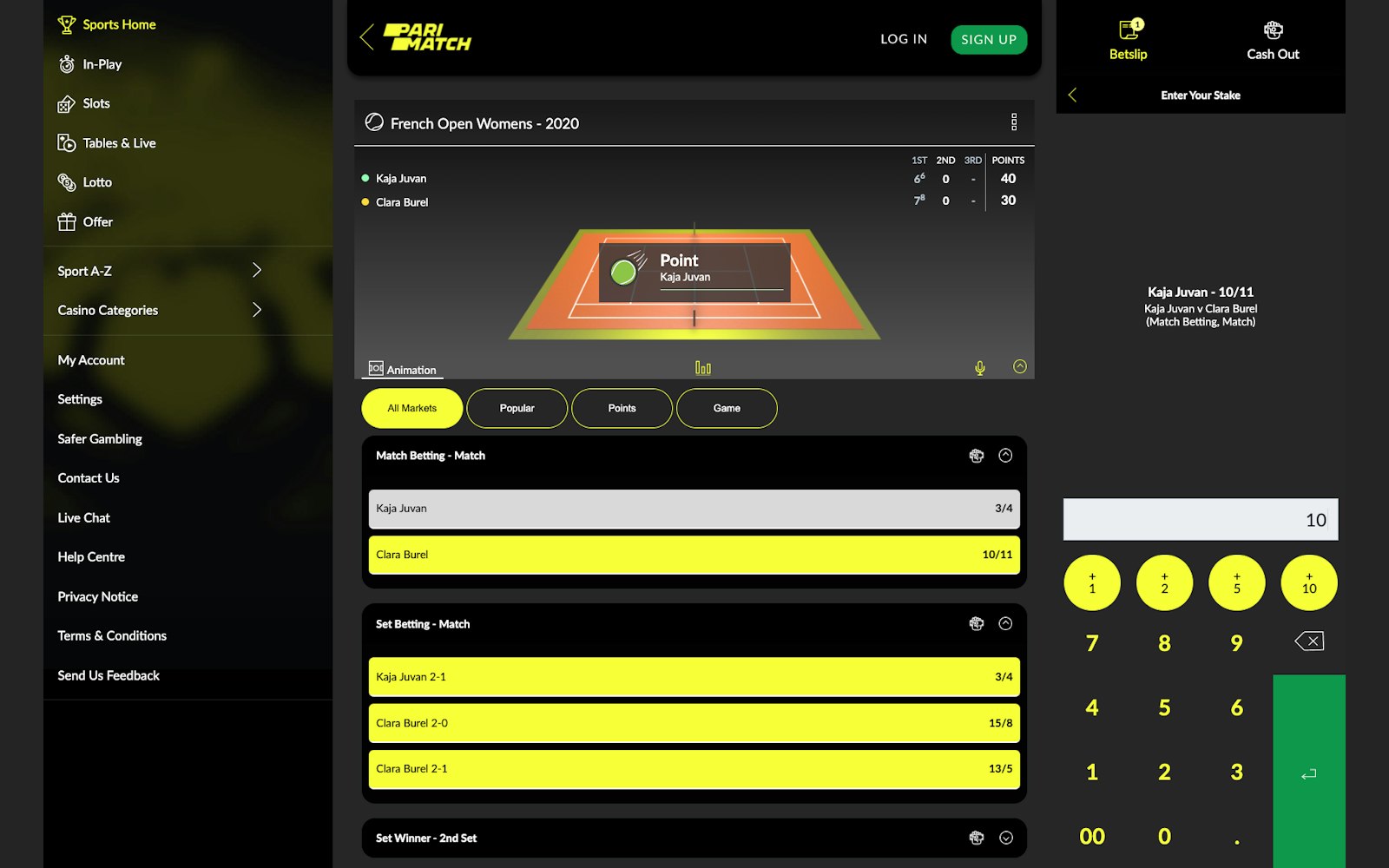 Parimatch live betting