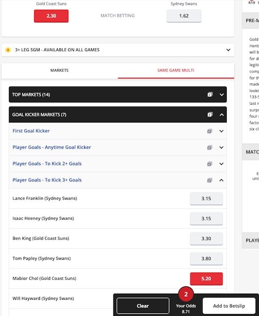 Same game multi favourable outcome example