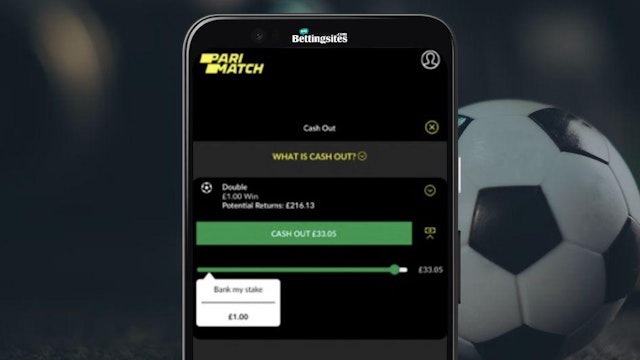 Screenshot of parimatch app with football cash out available