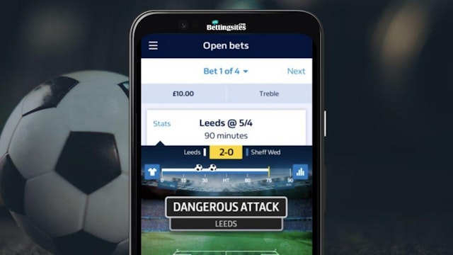 Screenshot of william hill app showing open football bet available for cash out