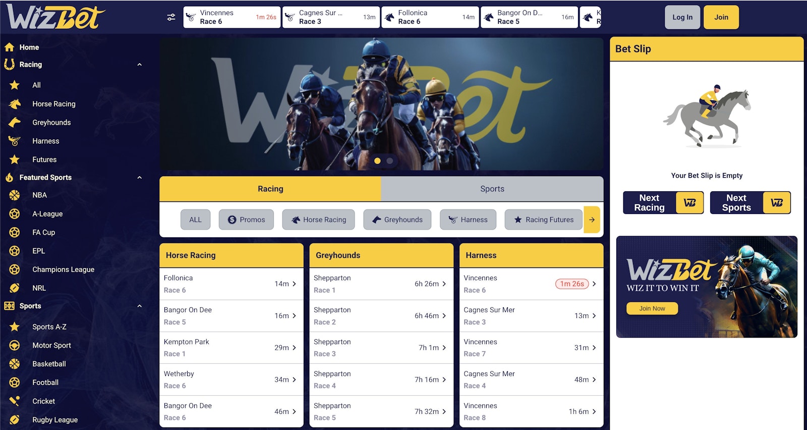 Wizbet Australia Homepage