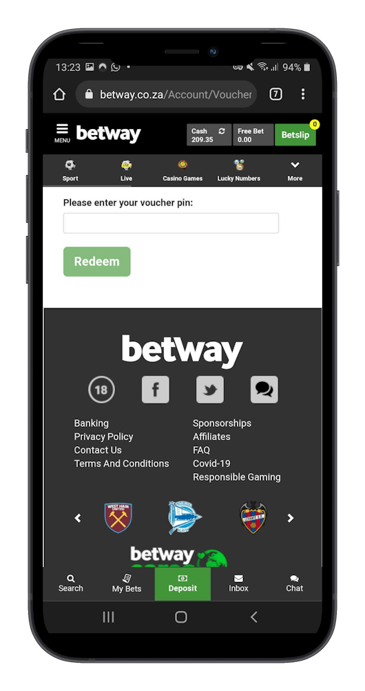 Betway Claim Bonus on Mobile iphone12black portrait