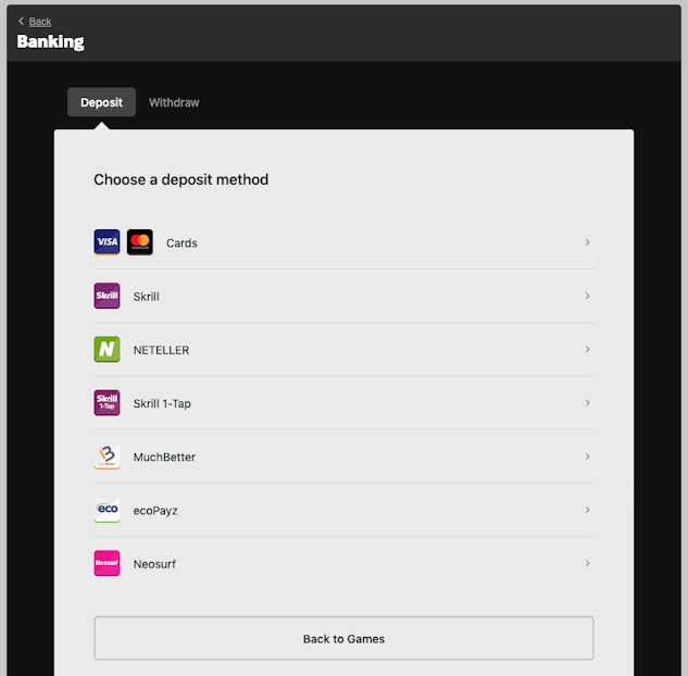 Betway NZ Payment Methods