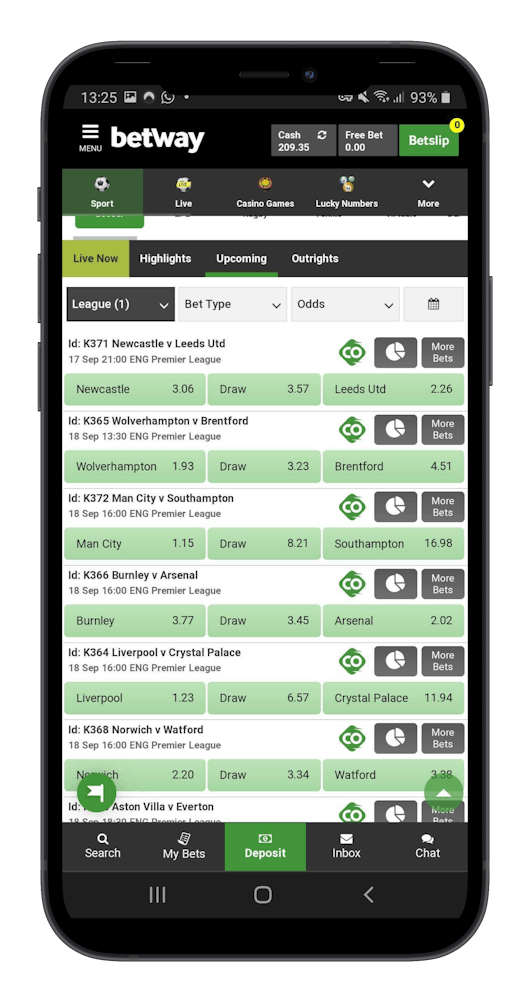 Betway Odds Betting on Mobile iphone12black portrait