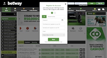 Betway Register Form 1