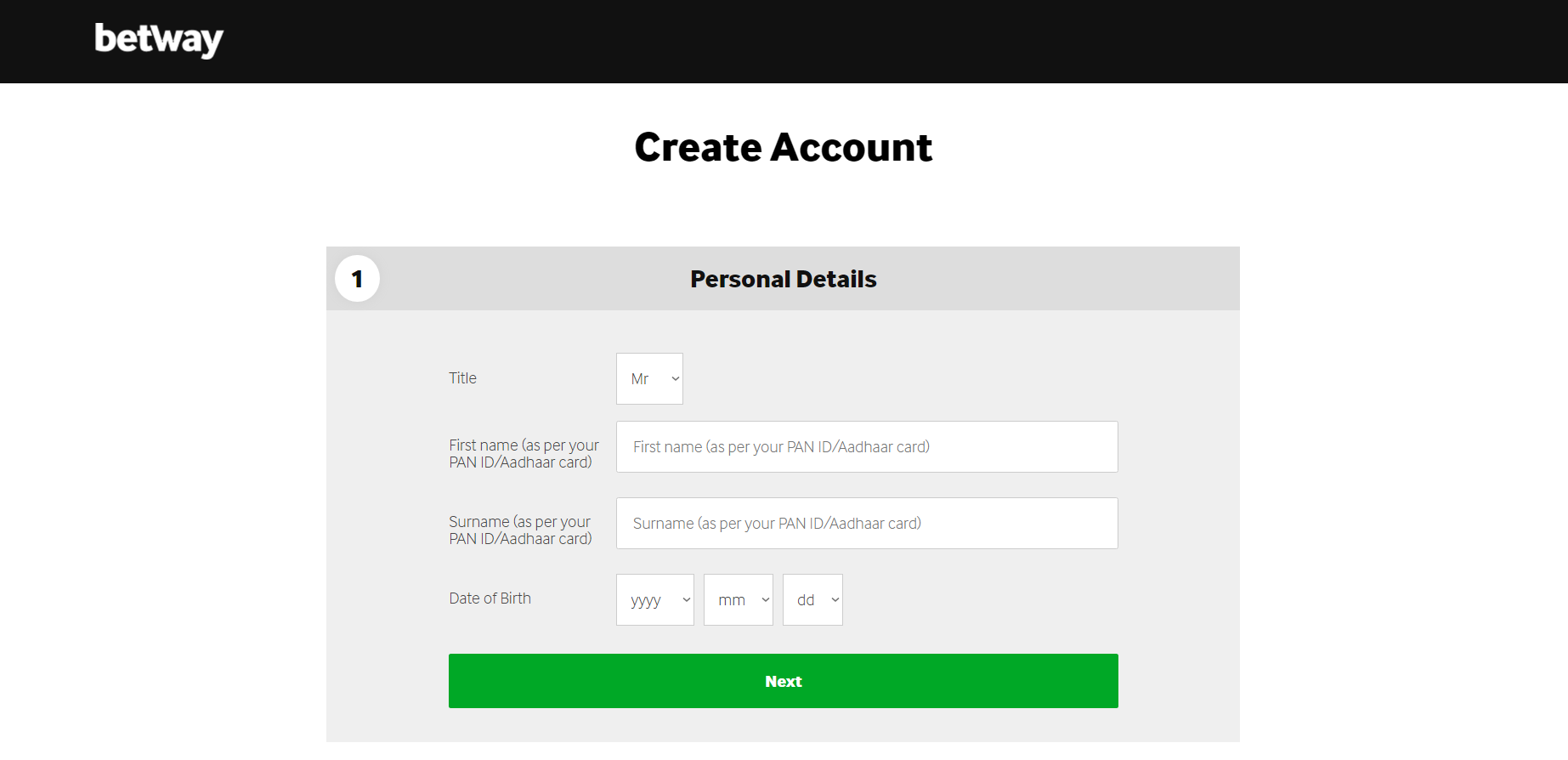 Betway Registration 1