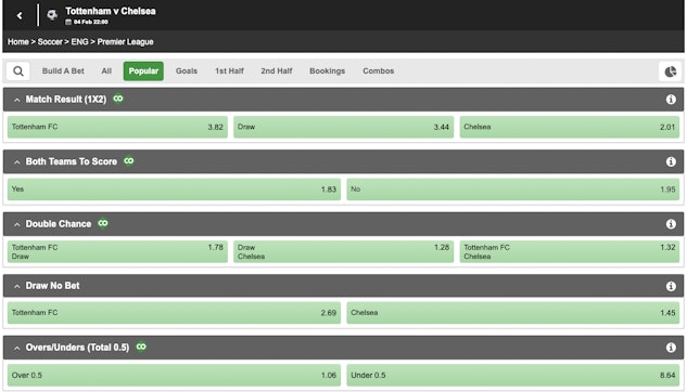 Betway Soccer Betting Markets