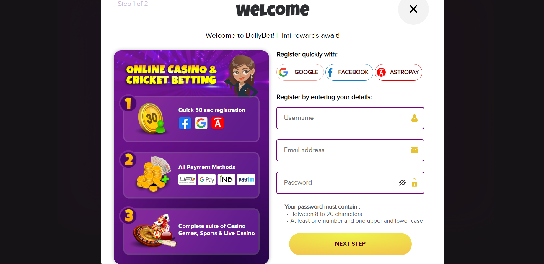 Bollybet Registration 1
