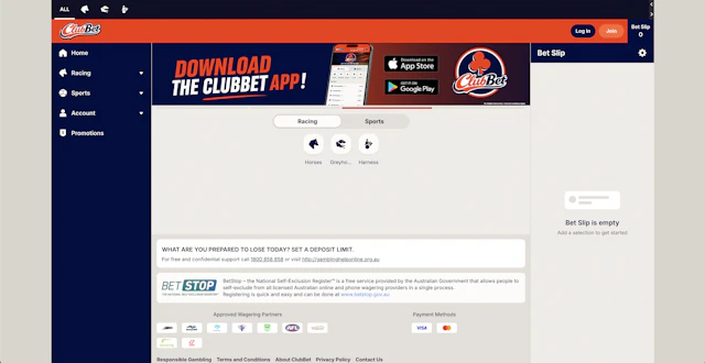 Clubbet Australia Homepage Screenshot