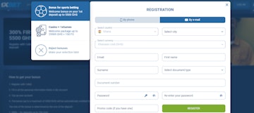 1xbet Registration by Email