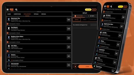 888 Sport open on ipad and iphone