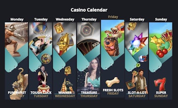 A screenshot showing Novibets casino calendar
