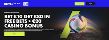 BOYLE Sports sign up betting offer in ireland screenshot