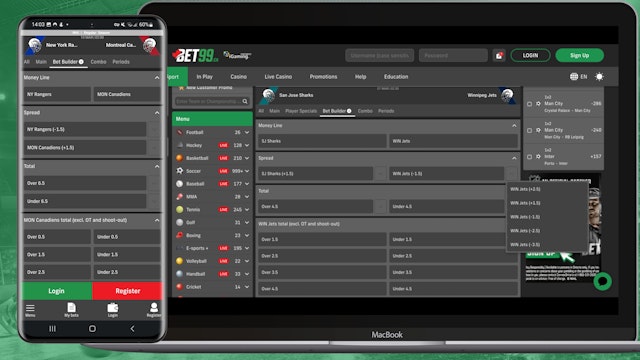 Bet99 NHL desktop mobile