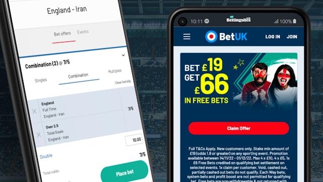 Bet UK World Cup betting offer sign up bonus and bet builder market screenshots on android