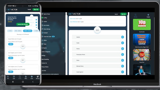 Bet Victor NHL desktop mobile