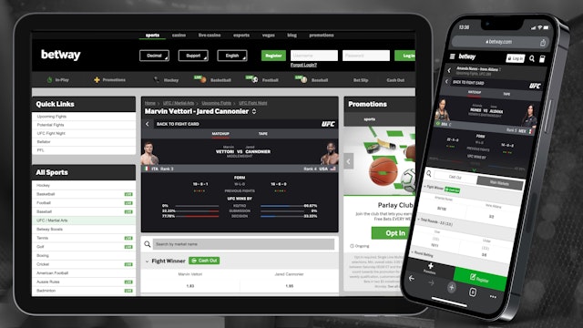 Betway UFC on iphone and ipad
