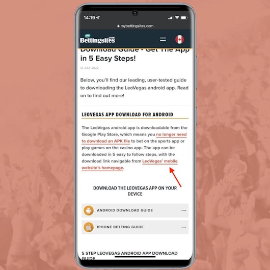 Download Leo Vegas Android App Step 1 Annonated