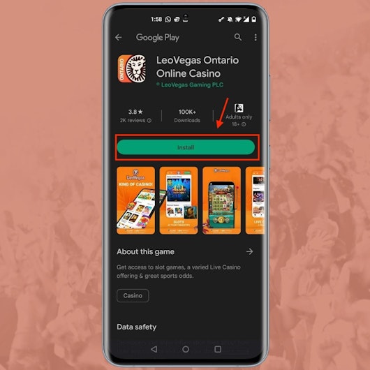 Download Leo Vegas Android App Step 4 Annonated