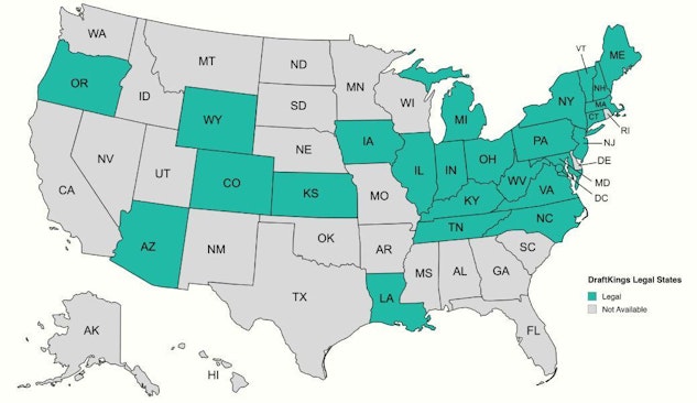 DraftKings Sportsbook Legal States April 2025