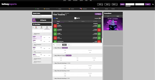 Esports betting on Betway