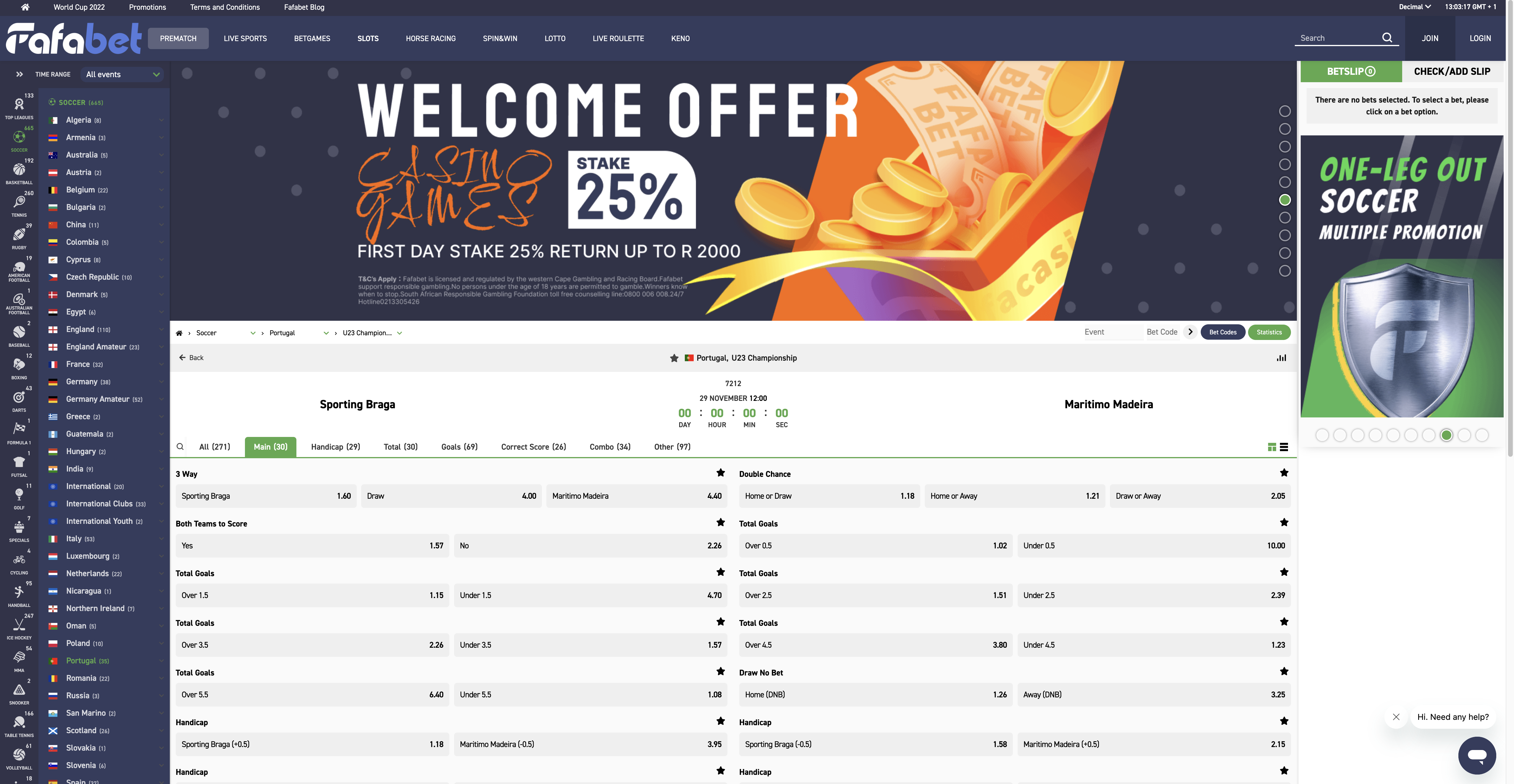 Fafabet live betting