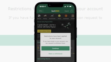 Iphone displaying bet365 account restricted popup