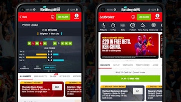 Ladbrokes football markets and home screen shown on android smartphones