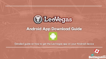 Leo Vegas Android App download guide cover image with a football stadium in the background