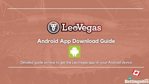Leo Vegas Android App download guide cover image with a football stadium in the background